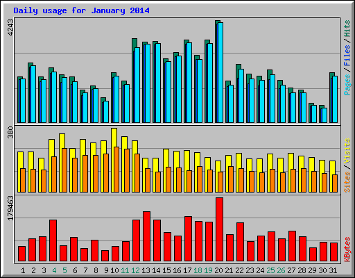 Daily usage for January 2014