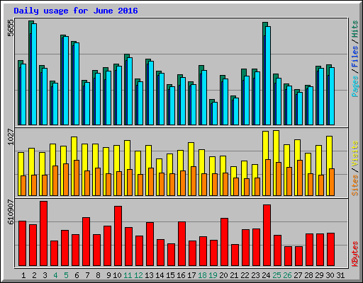 Daily usage for June 2016