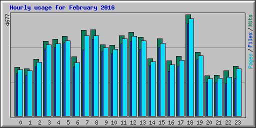 Hourly usage for February 2016